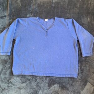 Just My Size Blue Henley V-Neck Pullover Women's Sweatshirt Size 18W/20W.